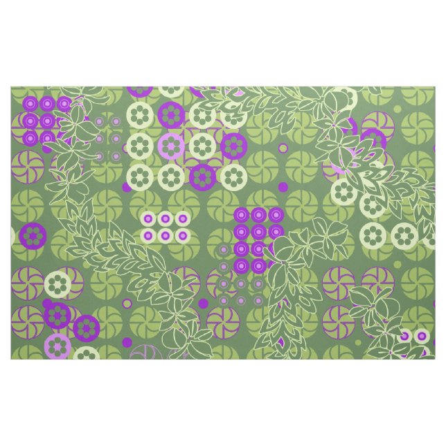 Goldengate Park Retro Psychedelic Floral Fabric (Fat Quarter)