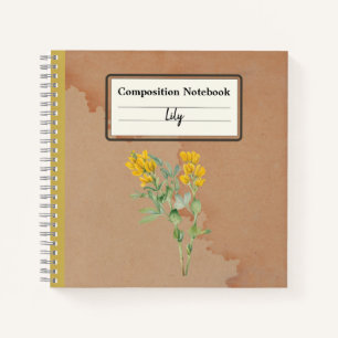 Goldenpea Flower Personalized Composition Notebook