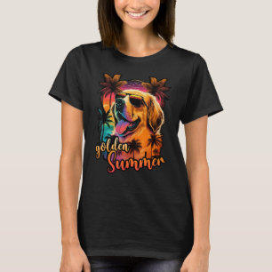 Goldenretriever Sunset with Palmtrees golden Summe T-Shirt