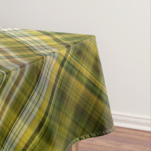 Goldenrod and Daisies Yellow and Green Plaid Tablecloth