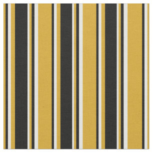Goldenrod, Black, and White Stripes Fabric