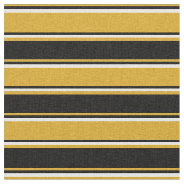 Goldenrod, Black, and White Stripes/Lines Pattern Fabric (Close Up)