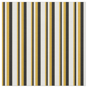 Goldenrod, Black & White Coloured Lines Pattern Fabric