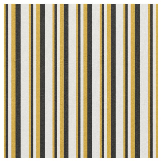 Goldenrod, Black & White Lined/Striped Pattern Fabric (Close Up)