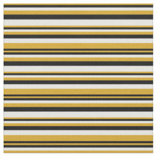 Goldenrod, Black & White Stripes/Lines Pattern Fabric