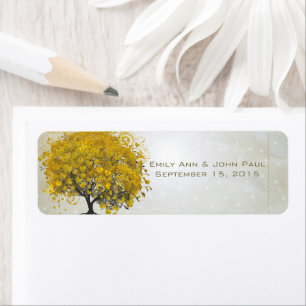 Goldenrod Heart Leaf Tree with Stars Save the Date