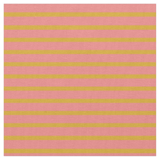 Goldenrod & Light Coral Coloured Striped Pattern Fabric (Close Up)