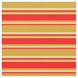 Goldenrod, Red & Tan Coloured Lines Fabric