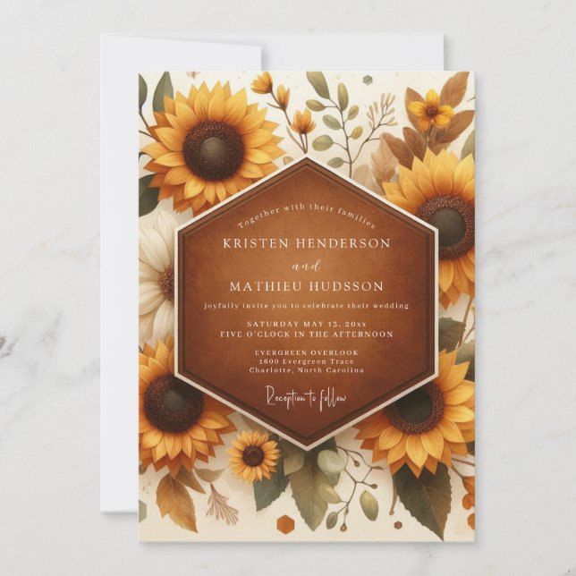 Goldenrod Rustic Harvest Wedding Invitation (Front)