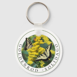 Goldenrod Solidago and Tiger Swallowtail Butterfly Keychain