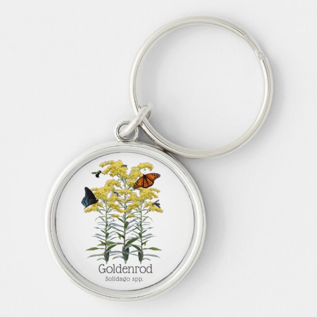 Goldenrod Solidago Wildflower and Pollinators Keychain (Front)