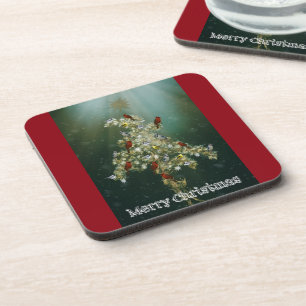 Goldenrod & Songbirds Christmas Greeting Coaster
