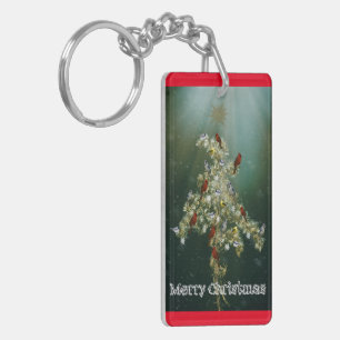 Goldenrod & Songbirds Christmas Greeting Keychain