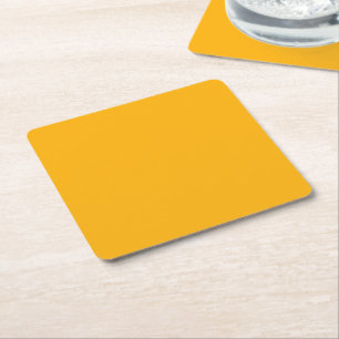 Goldenrod Yellow Autumn Fall Solid Colour Square Paper Coaster