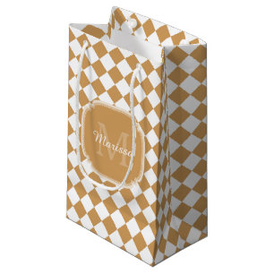 Goldenrod Yellow Chequered Monogram With Name Small Gift Bag