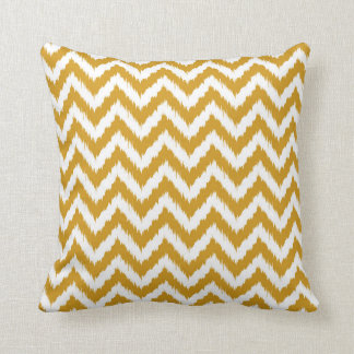 Goldenrod Yellow Chevron Ikat Pattern Throw Pillow