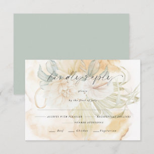 Goldenrod Yellow Floral Meal Choice RSVP Card