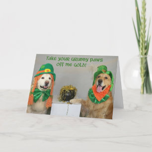 Goldens with Gold for St. Patrick's Day Card