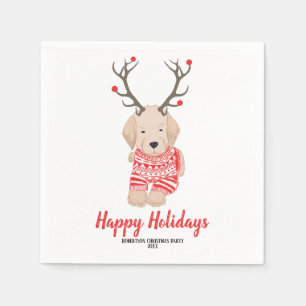 Goldern Retriever Christmas Sweater Antlers Custom Napkin