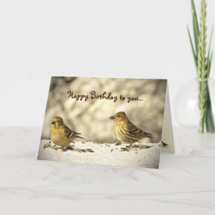 Goldfinch and Pine Siskin Birthday Card
