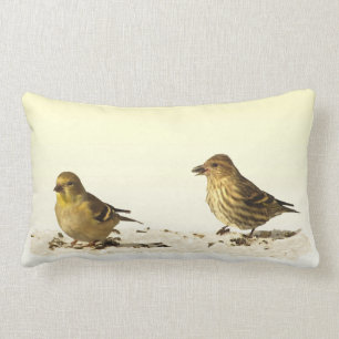 Goldfinch and Pine Siskin Lumbar Pillow