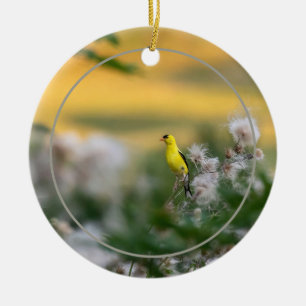 Goldfinch And Thistle Autumn Ceramic Ornament