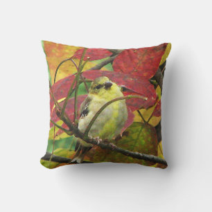 Goldfinch Bird en automne Coussin extérieur