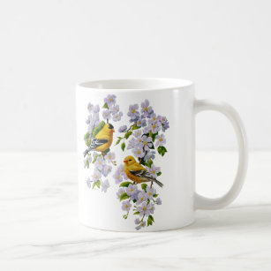 Goldfinch Birds & Flowers U-Pick Background Colour Coffee Mug