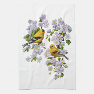 Goldfinch Birds & Flowers U-Pick Background Colour Kitchen Towel