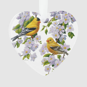 Goldfinch Birds & Flowers U-Pick Background Colour Ornament