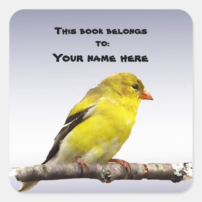Goldfinch Bookplate Square Sticker (Front)