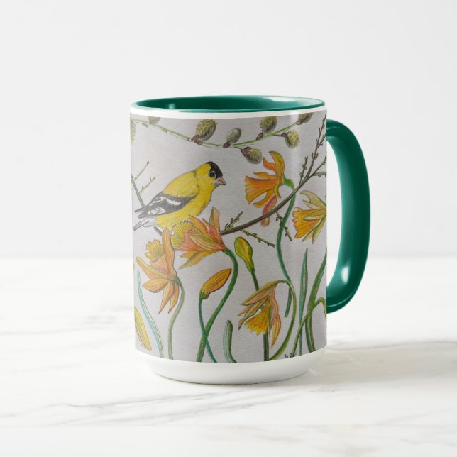 Goldfinch & Daffidols Mug (Front Right)