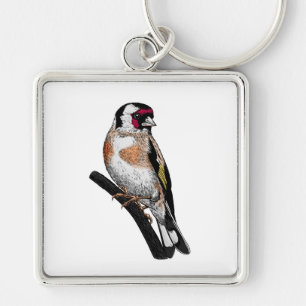 Goldfinch drawing keychain