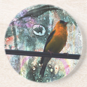 Goldfinch Grunge Coaster