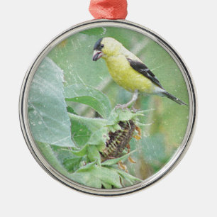 Goldfinch Grunge Metal Ornament
