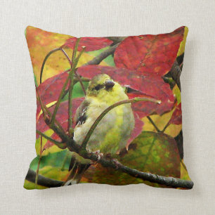 Goldfinch in Autumn Throw Pillow