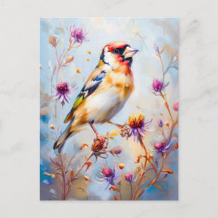 Goldfinch in Flight, Impressionist Style Postcard