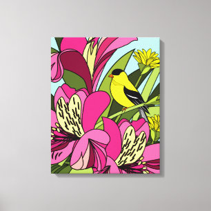 Goldfinch In Garden Canvas Print