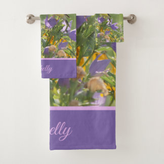Goldfinch on a Harebell Flower  Bath Towel Set