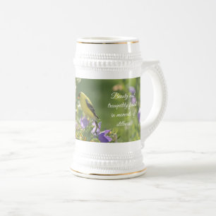 Goldfinch on a Harebell Flower Beer Stein