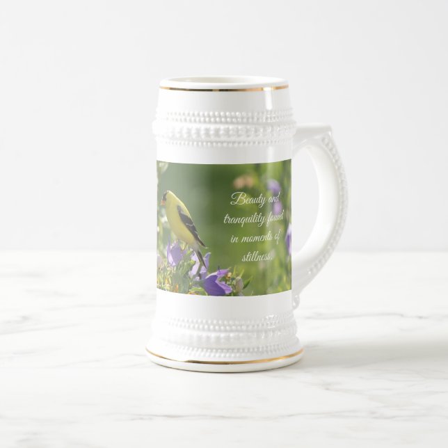 Goldfinch on a Harebell Flower   Beer Stein (Front Right)