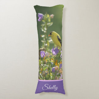 Goldfinch on a Harebell Flower Body Pillow