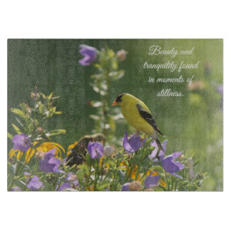Goldfinch on a Harebell Flower    Cutting Board