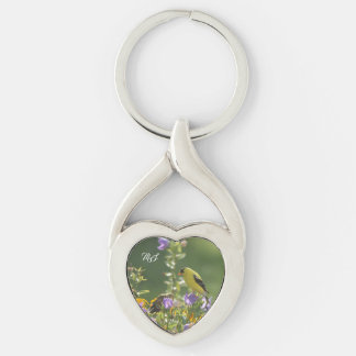 Goldfinch on a Harebell Flower Keychain