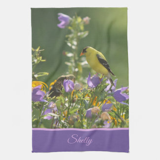 Goldfinch on a Harebell Flower   Kitchen Towel