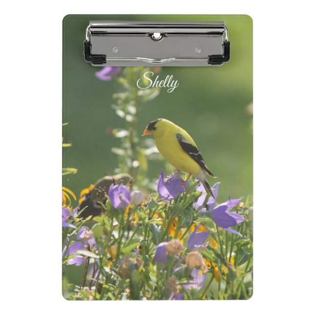 Goldfinch on a Harebell Flower Mini Clipboard (Front)