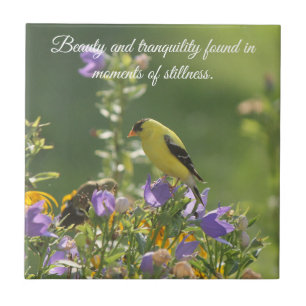 Goldfinch on a Harebell Flower Tile