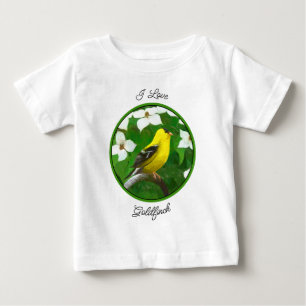 Goldfinch Painting - Cute Original Dog Art Baby T-Shirt