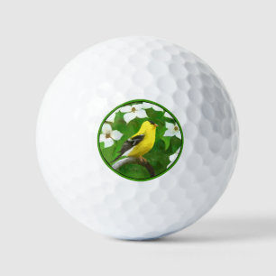 Goldfinch Painting - Cute Original Dog Art Golf Balls