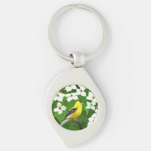 Goldfinch Painting - Cute Original Dog Art Keychain